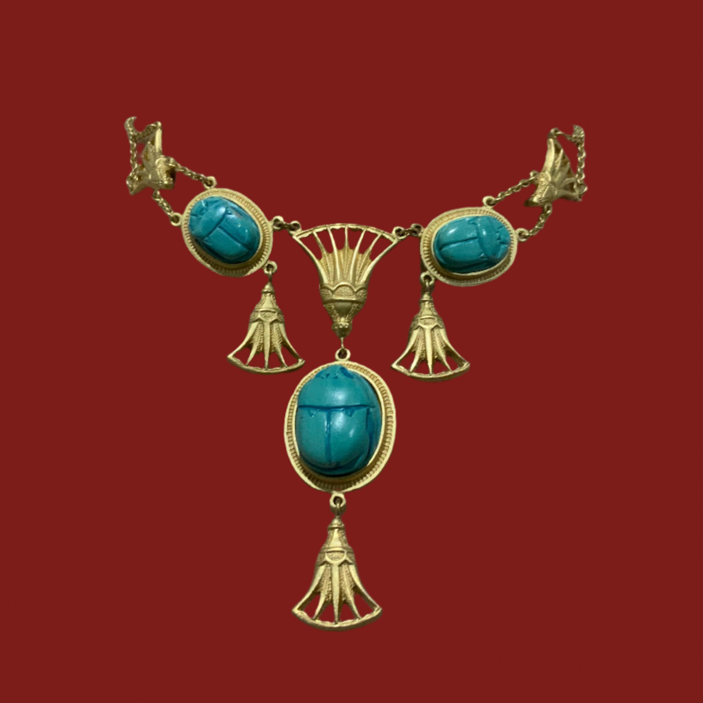 Christian Dior Gold & Turquoise Scarab Necklace & Bracelet Set John Galliano