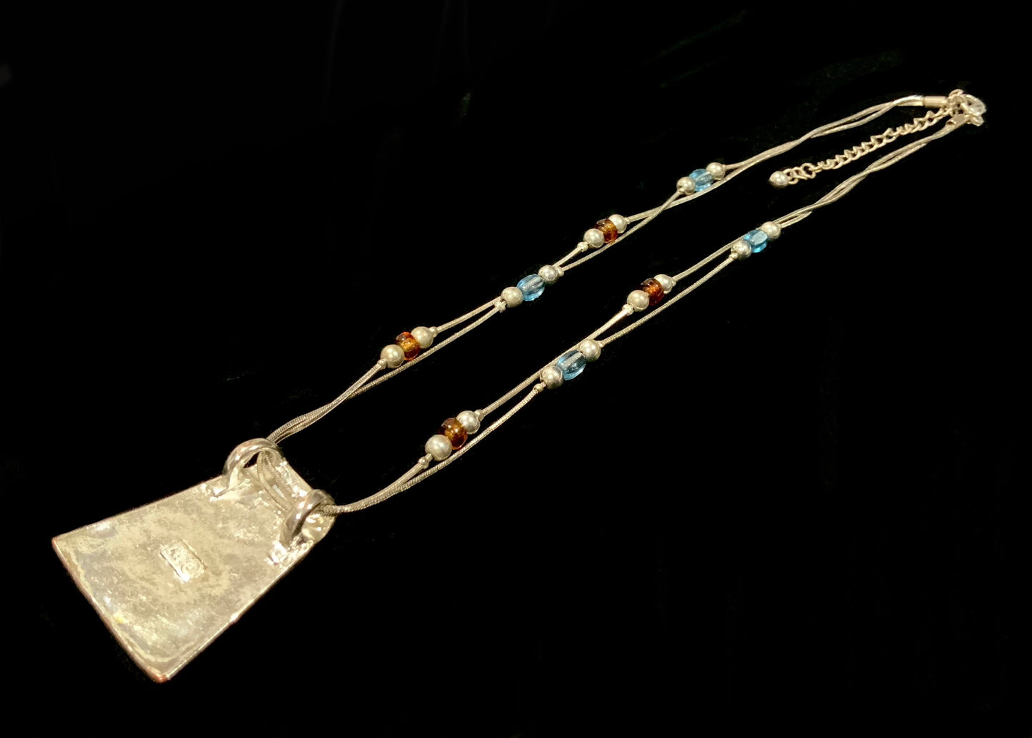 Kenneth Cole Silver & Green Enamel Necklace 41cm