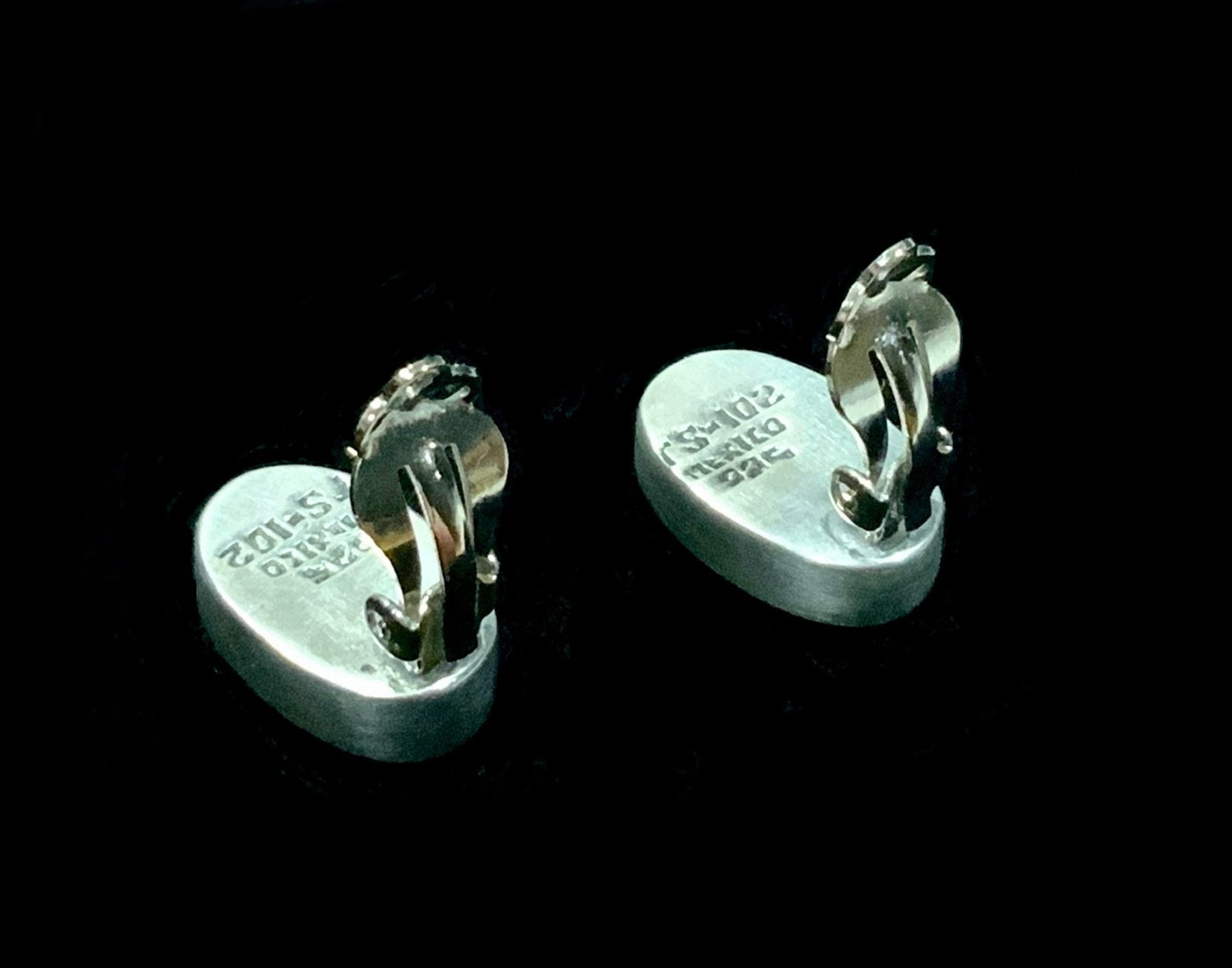 Vintage Taxco Mexico Sterling Silver 925 & Turquoise Inlay Clip On Earrings