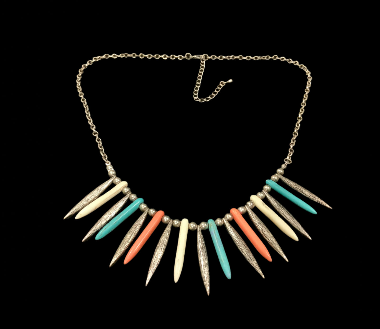 Silver Tone Southwestern Spike Necklace