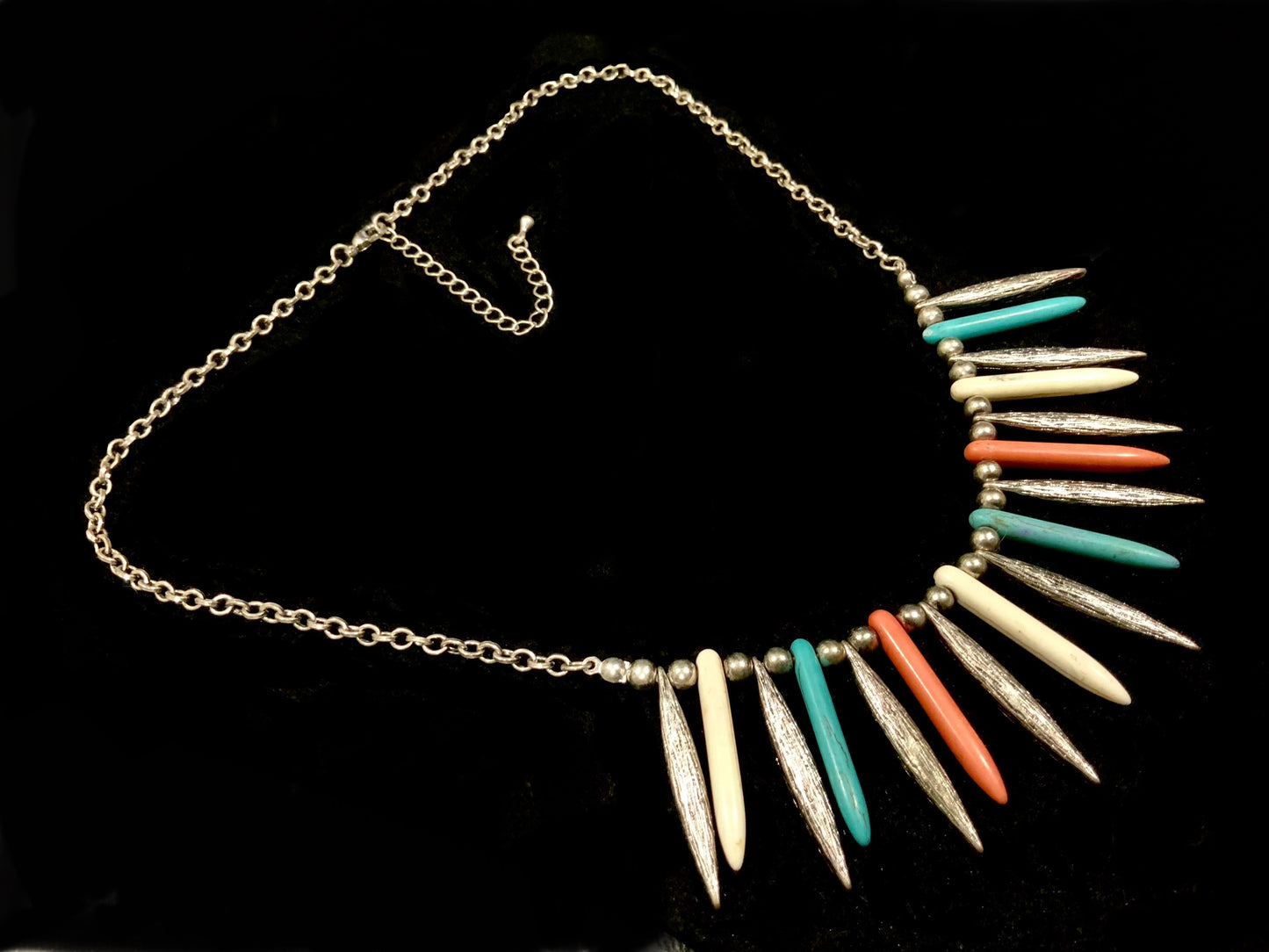 Silver Tone Southwestern Spike Necklace