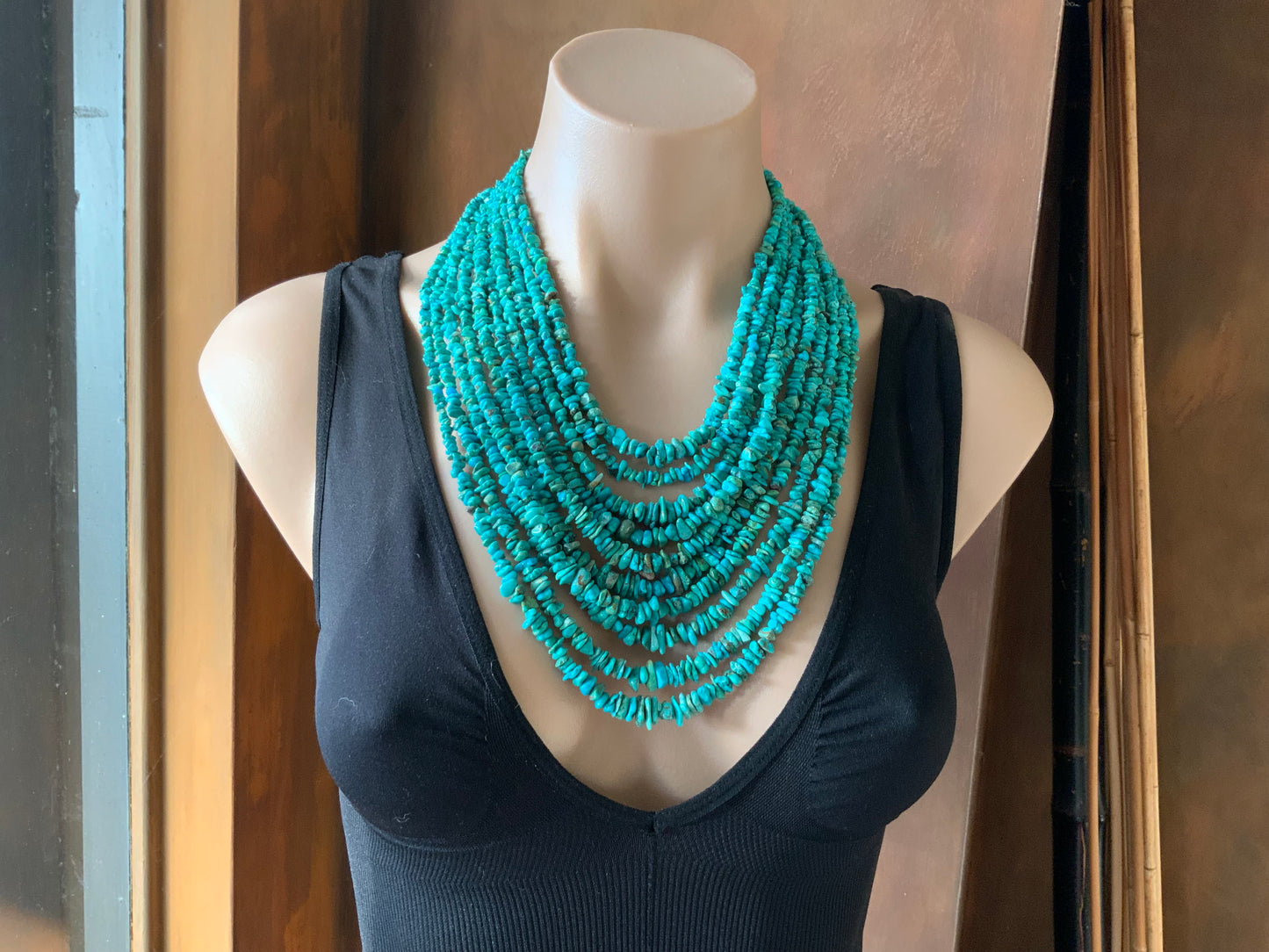 925 Sterling Silver & Turquoise 10 Strand Necklace by DRT Desert Rose Trading