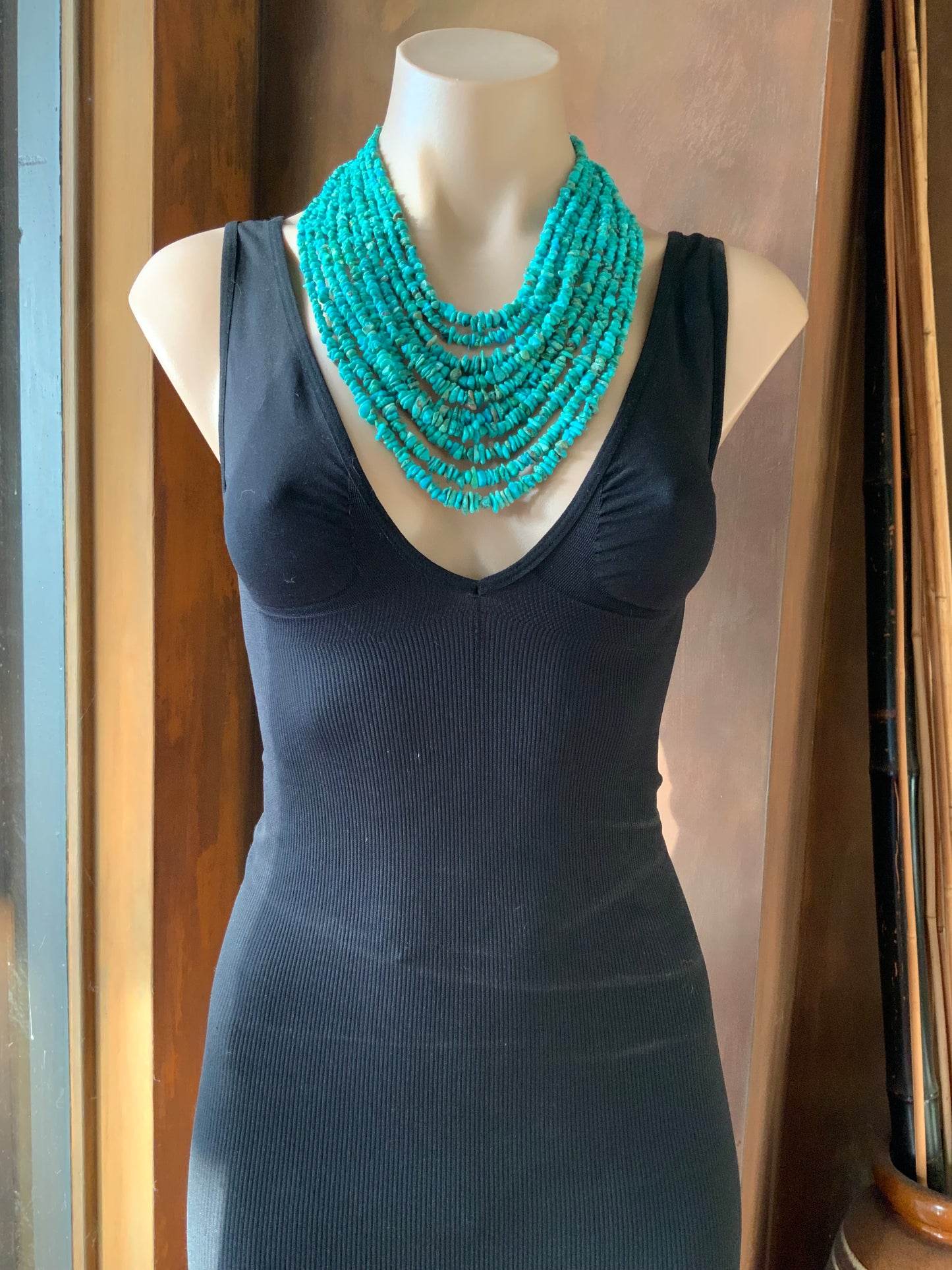 925 Sterling Silver & Turquoise 10 Strand Necklace by DRT Desert Rose Trading