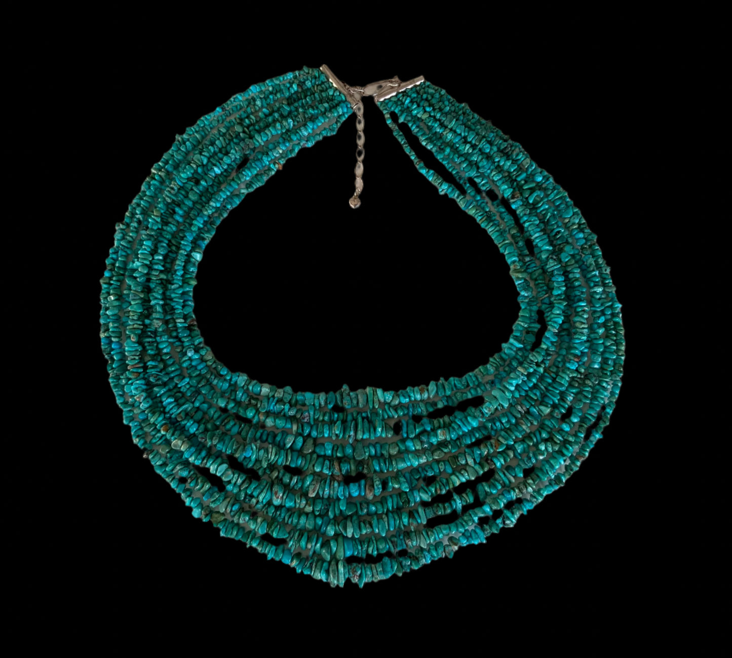 925 Sterling Silver & Turquoise 10 Strand Necklace by DRT Desert Rose Trading