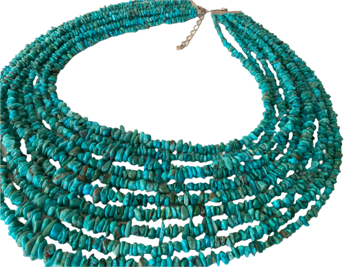 925 Sterling Silver & Turquoise 10 Strand Necklace by DRT Desert Rose Trading