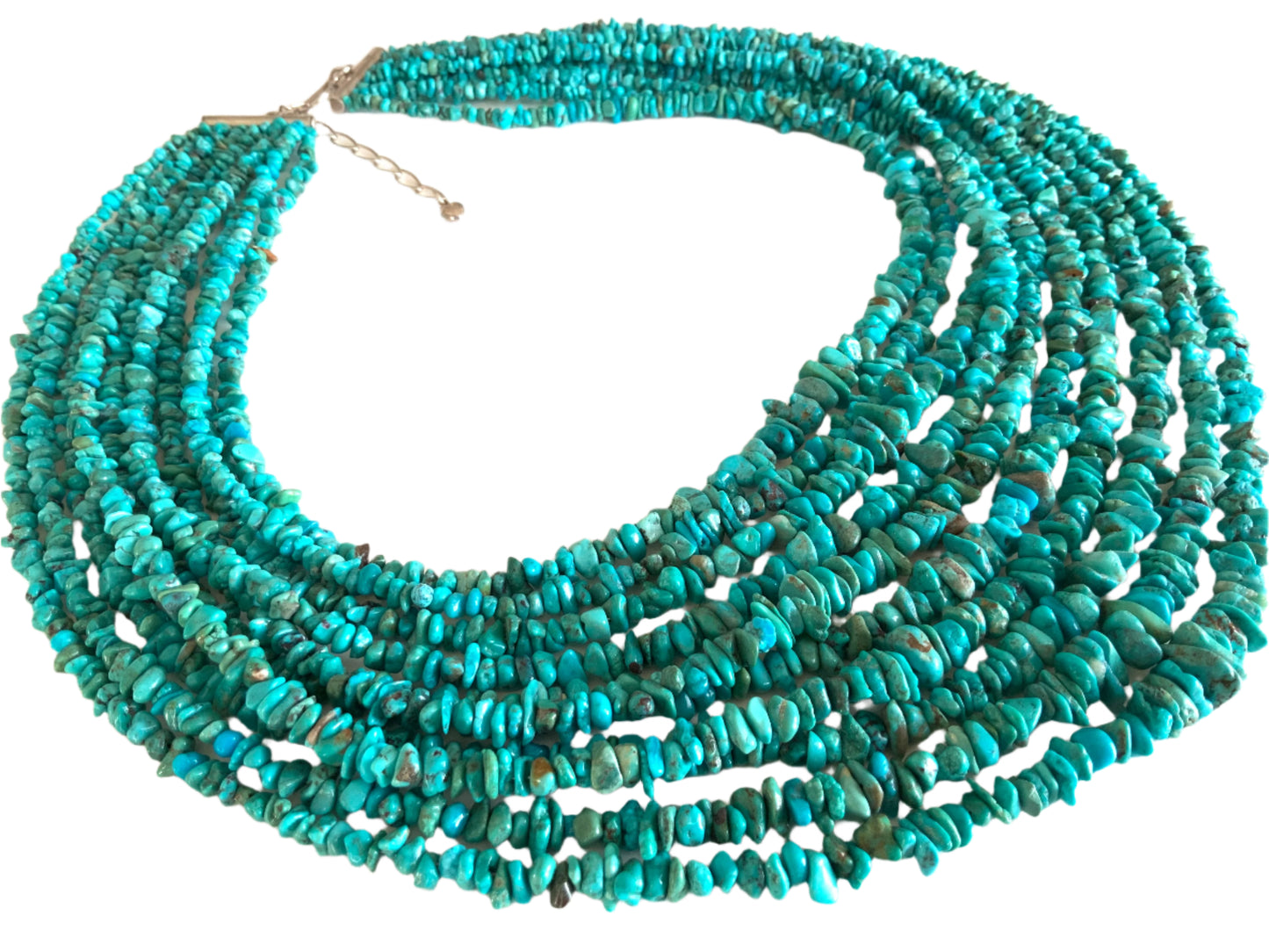 925 Sterling Silver & Turquoise 10 Strand Necklace by DRT Desert Rose Trading