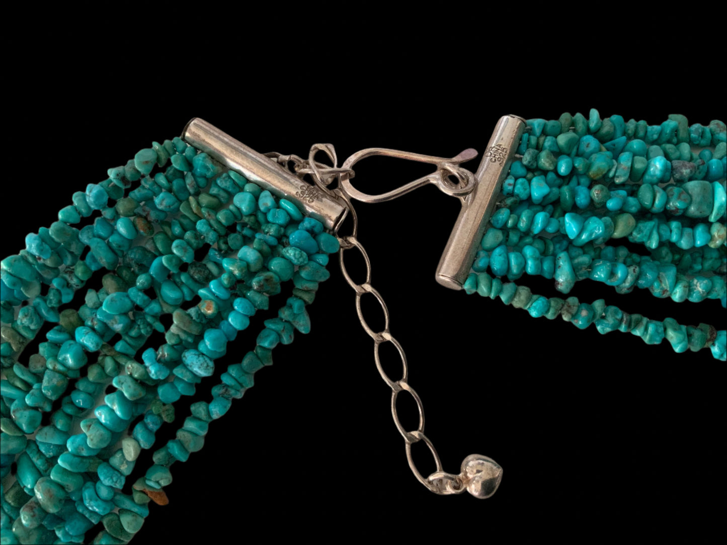925 Sterling Silver & Turquoise 10 Strand Necklace by DRT Desert Rose Trading