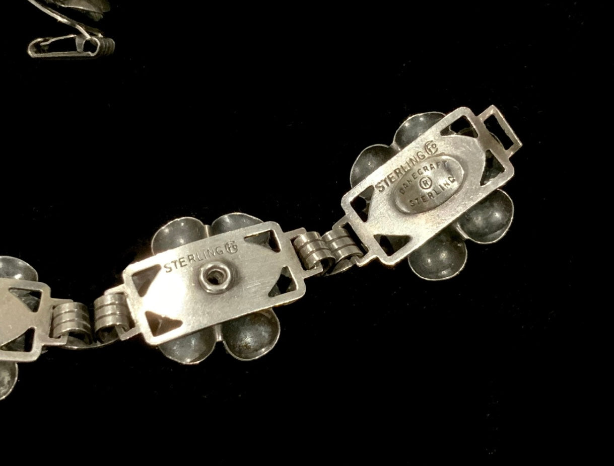 DANECRAFT Art Deco Roses 925 Sterling Silver Bracelet 19cm 7 1/2”