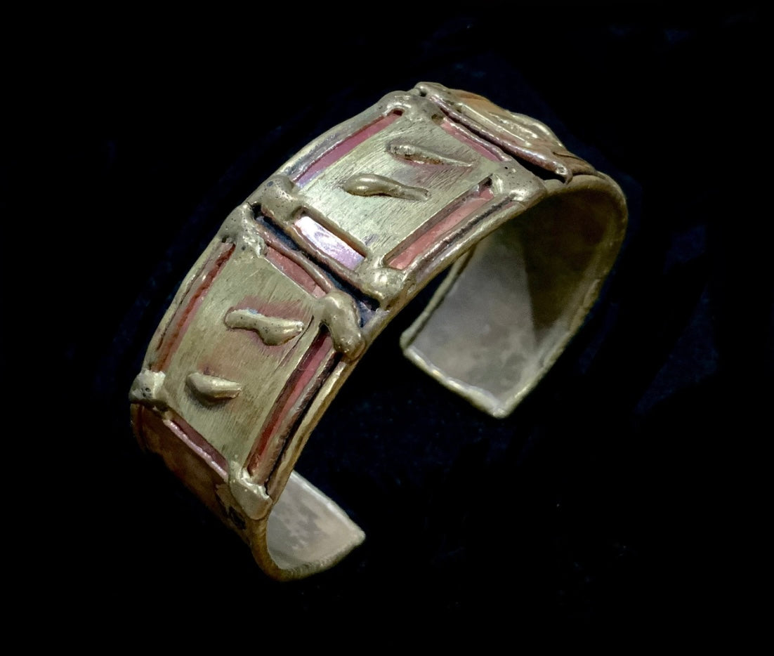 Brass & Copper Brutalist Cuff Bracelet 19cm