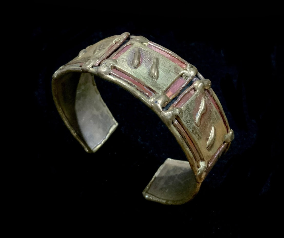 Brass & Copper Brutalist Cuff Bracelet 19cm