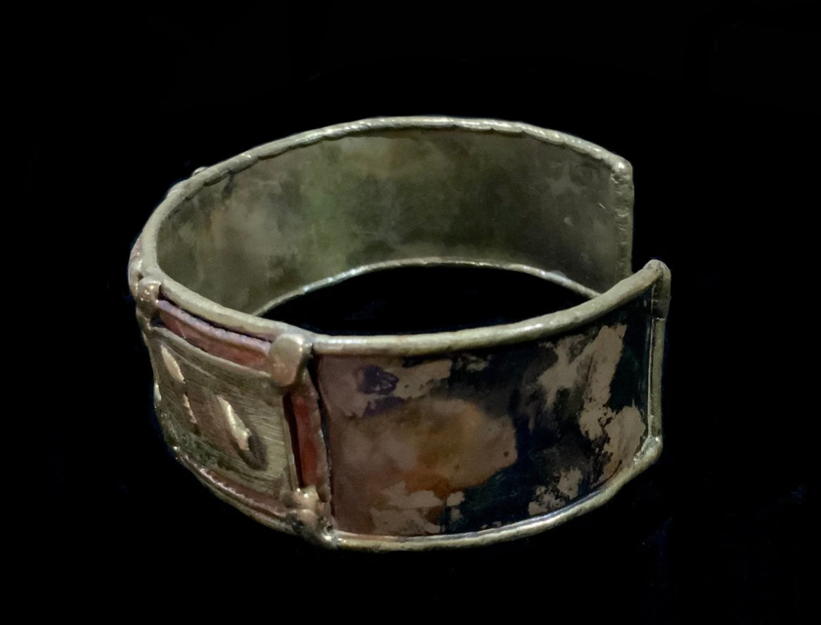 Brass & Copper Brutalist Cuff Bracelet 19cm