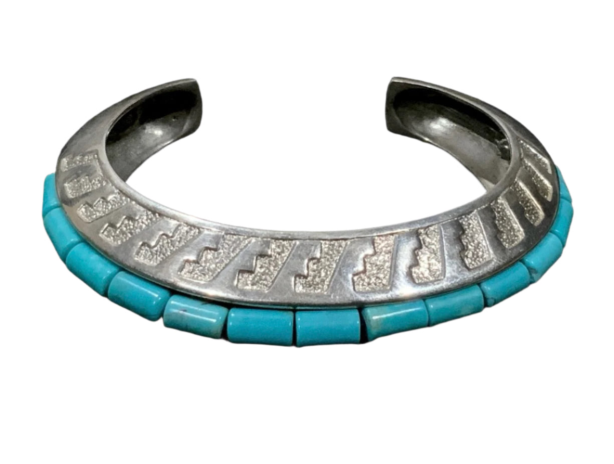 Carolyn Pollack Relios Turquoise Cuff Bracelet 925 Sterling Silver Heavy 60.5g