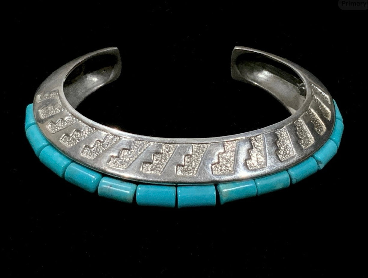 Carolyn Pollack Relios Turquoise Cuff Bracelet 925 Sterling Silver Heavy 60.5g
