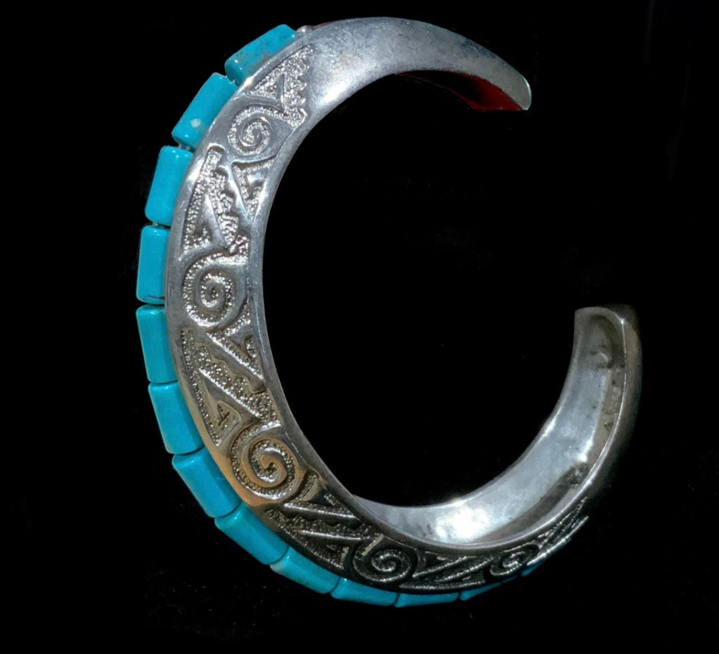 Carolyn Pollack Relios Turquoise Cuff Bracelet 925 Sterling Silver Heavy 60.5g