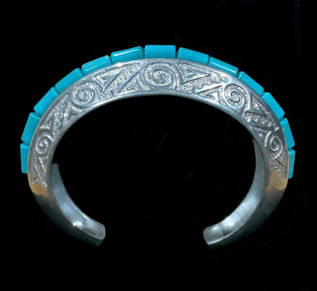 Carolyn Pollack Relios Turquoise Cuff Bracelet 925 Sterling Silver Heavy 60.5g