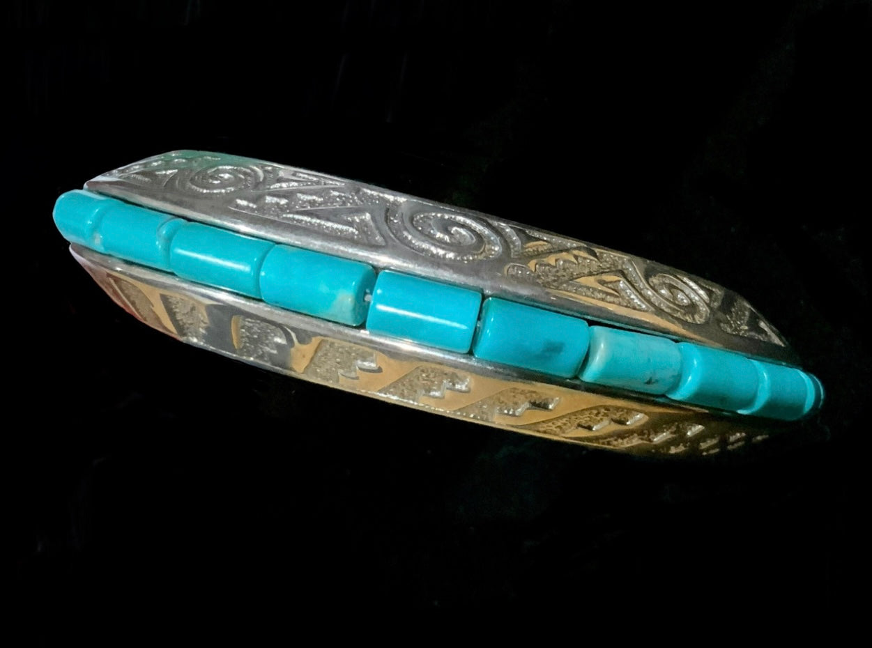 Carolyn Pollack Relios Turquoise Cuff Bracelet 925 Sterling Silver Heavy 60.5g