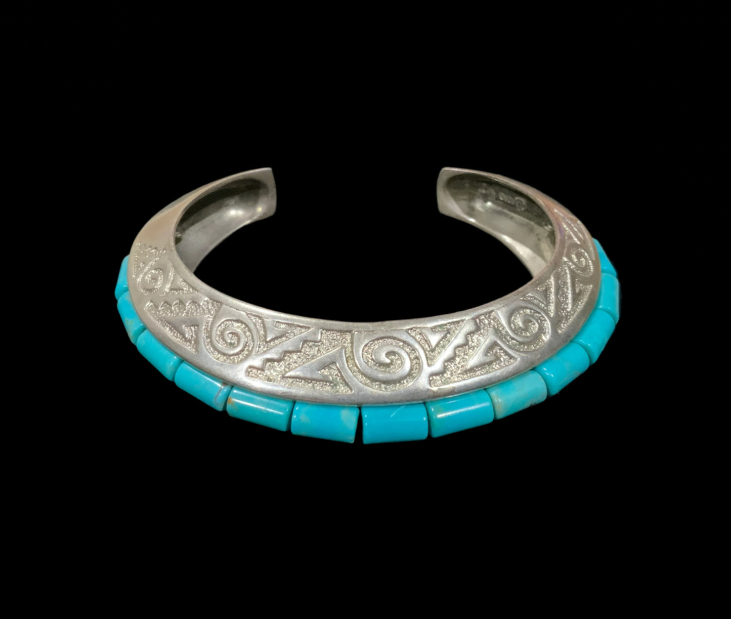 Carolyn Pollack Relios Turquoise Cuff Bracelet 925 Sterling Silver Heavy 60.5g