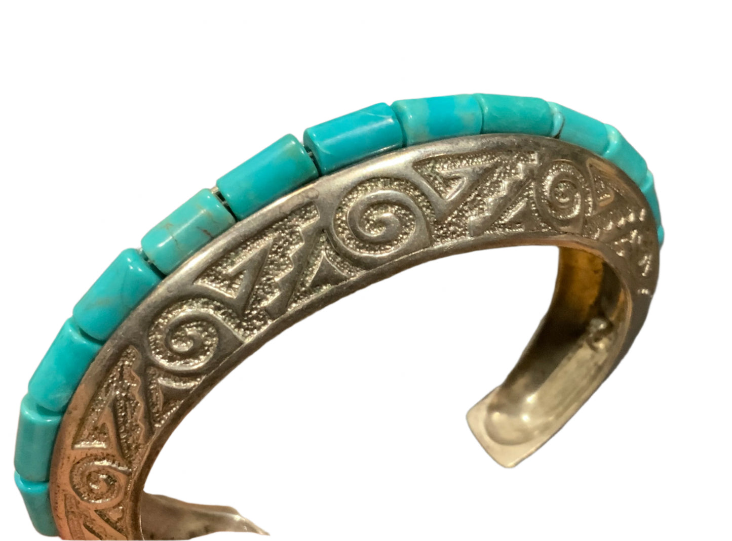 Carolyn Pollack Relios Turquoise Cuff Bracelet 925 Sterling Silver Heavy 60.5g