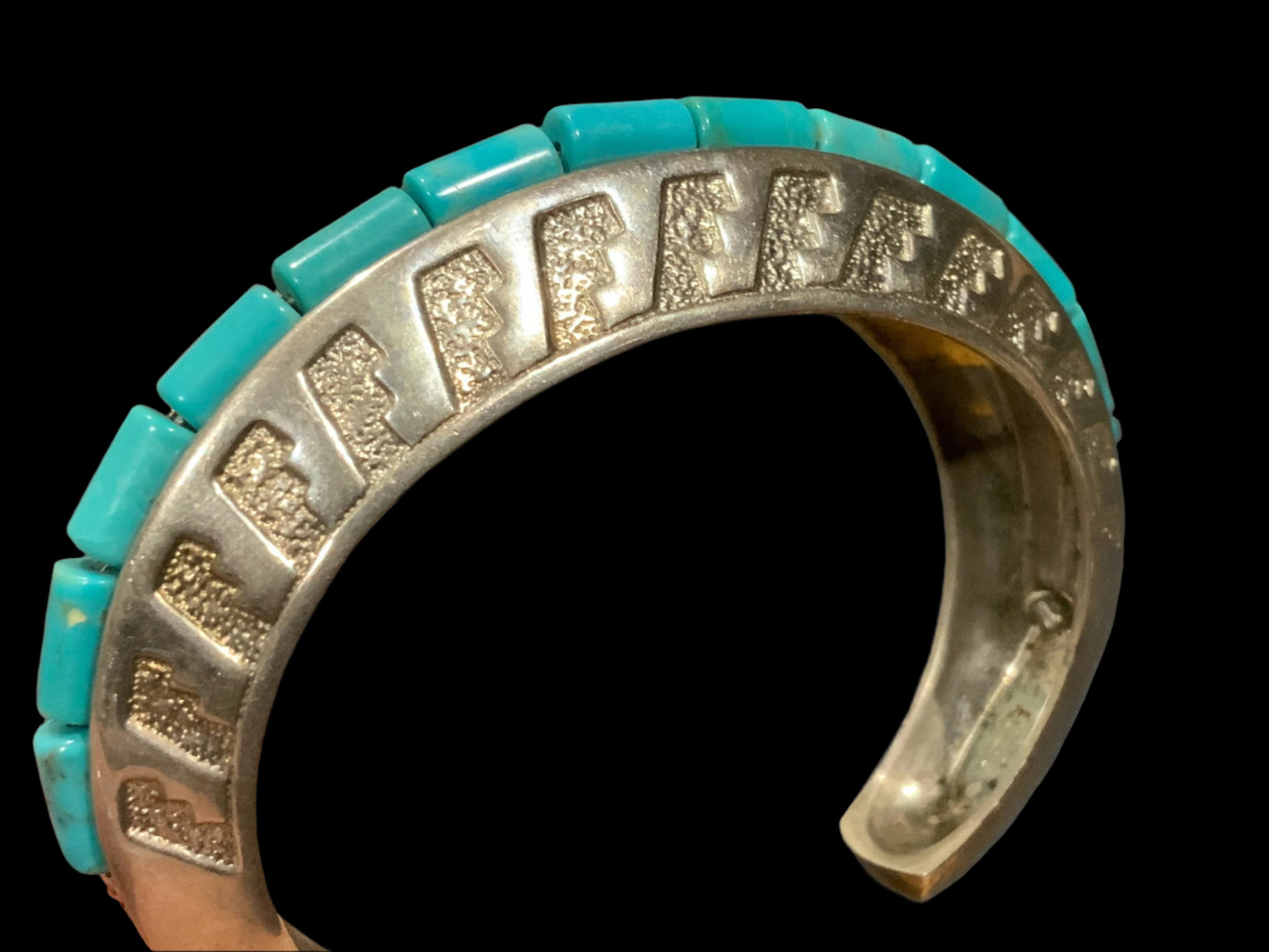 Carolyn Pollack Relios Turquoise Cuff Bracelet 925 Sterling Silver Heavy 60.5g