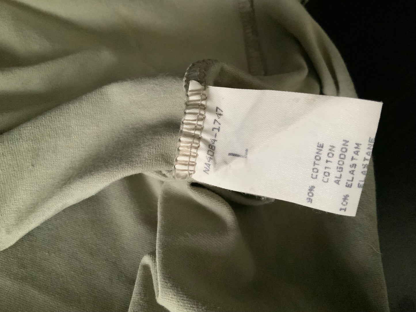 Vintage No.L.Ita NYC Pale Khaki Green Long Sleeve T-Shirt Top Cotton & Silk Size L Y2K