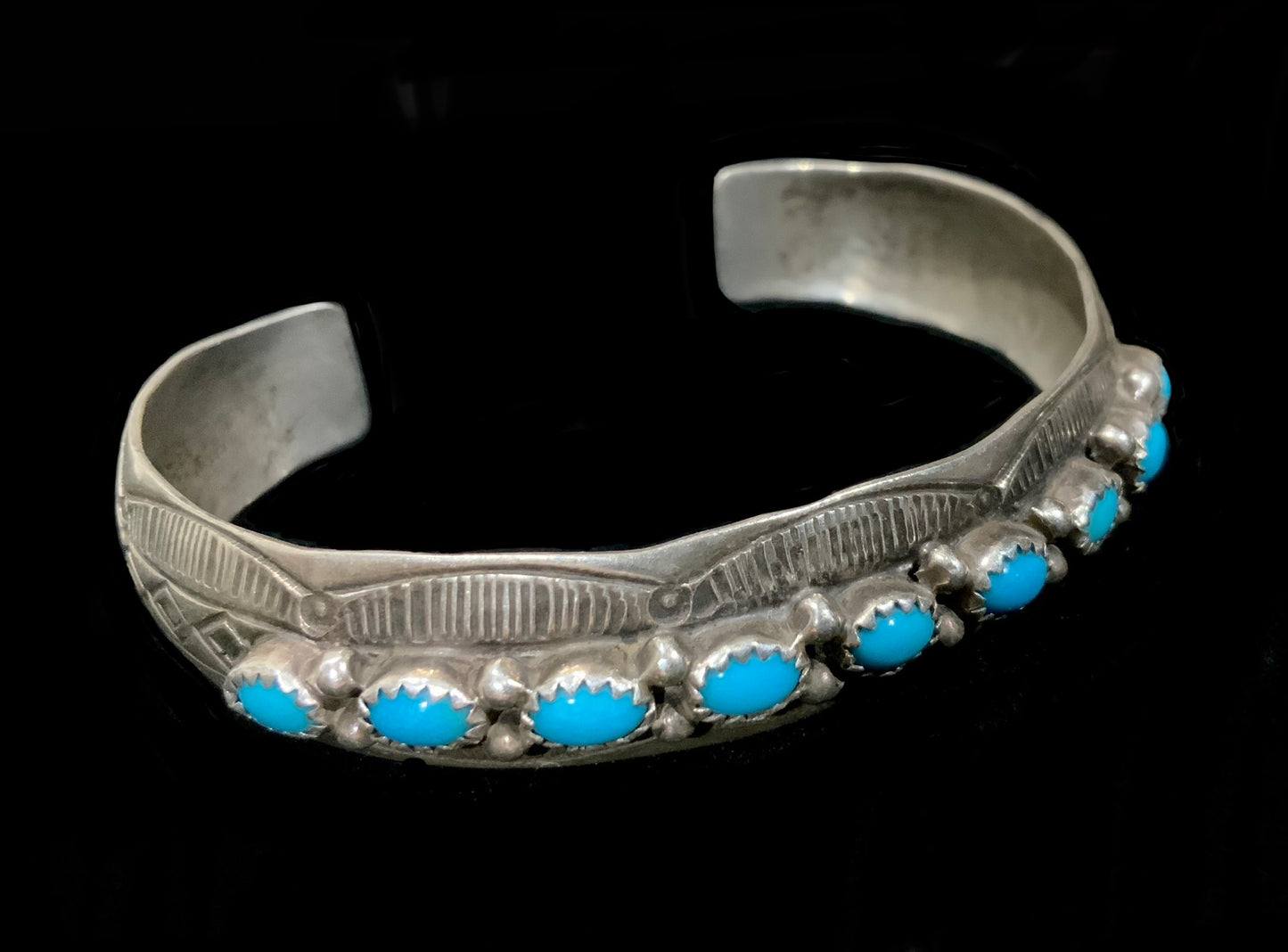 Wilbert Benally, Navajo Sterling Silver & Turquoise Cuff Bracelet