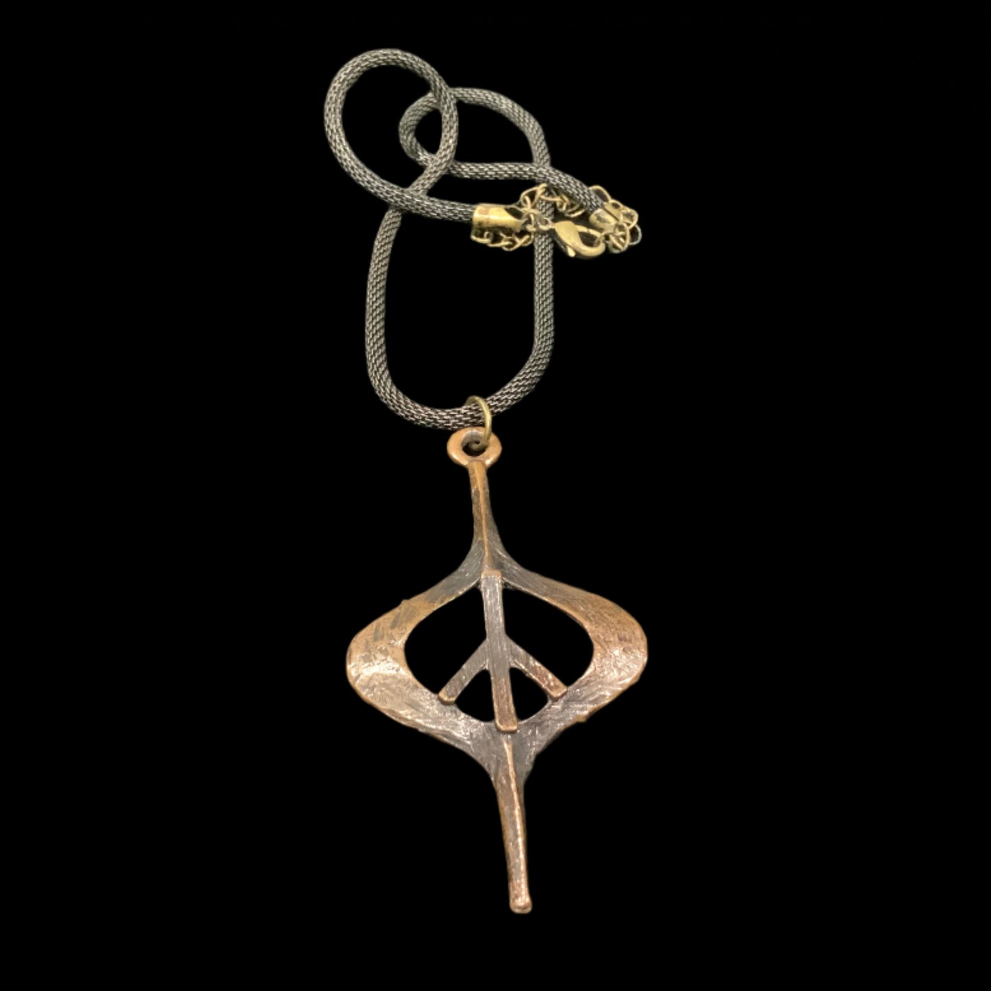 Modernist peace sign pendant necklace