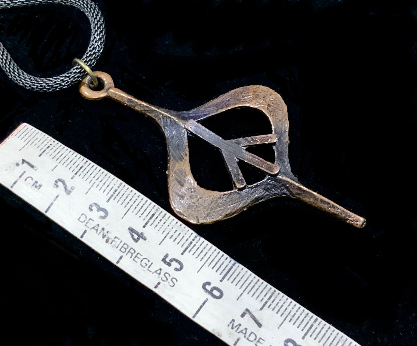 Bronzed Copper Modernist Peace Pendant Necklace
