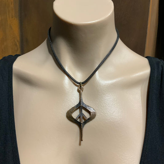 Bronzed Copper Modernist Peace Pendant Necklace