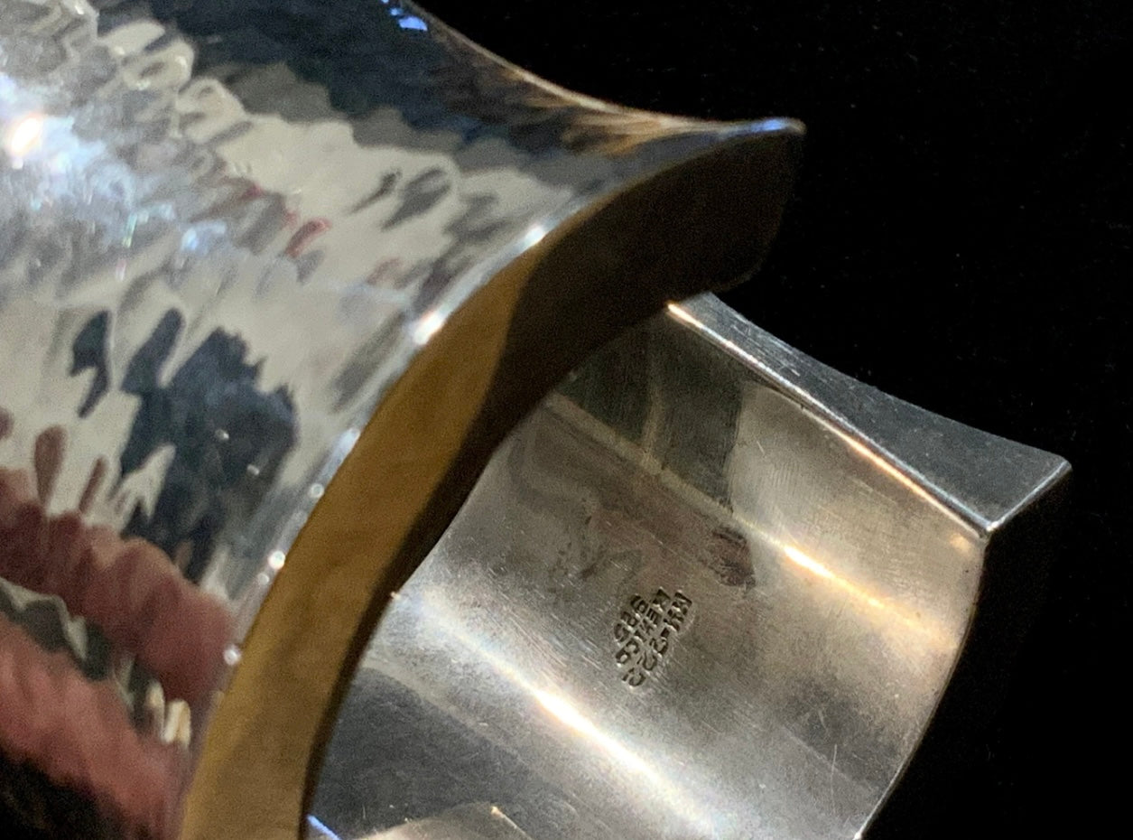 Vintage Silver Hammered Mexican Cuff Bracelet