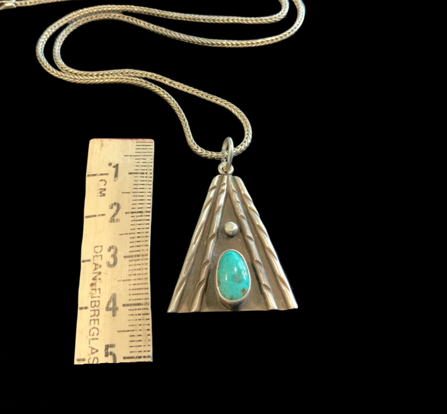 Sterling silver turquoise pyramid pendant Consuelo Campos