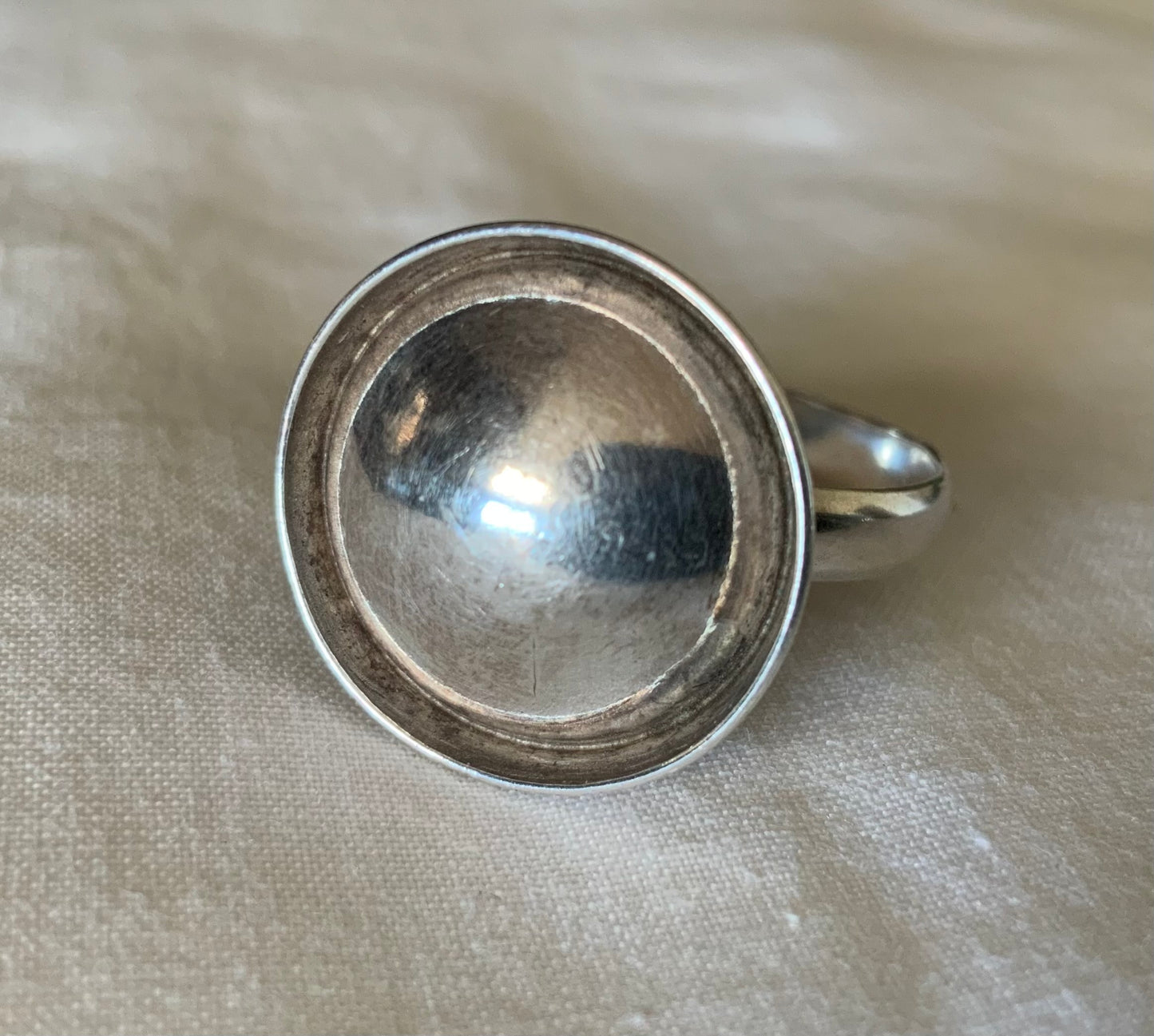 925 Sterling Silver Modernist Dome Ring POLAND