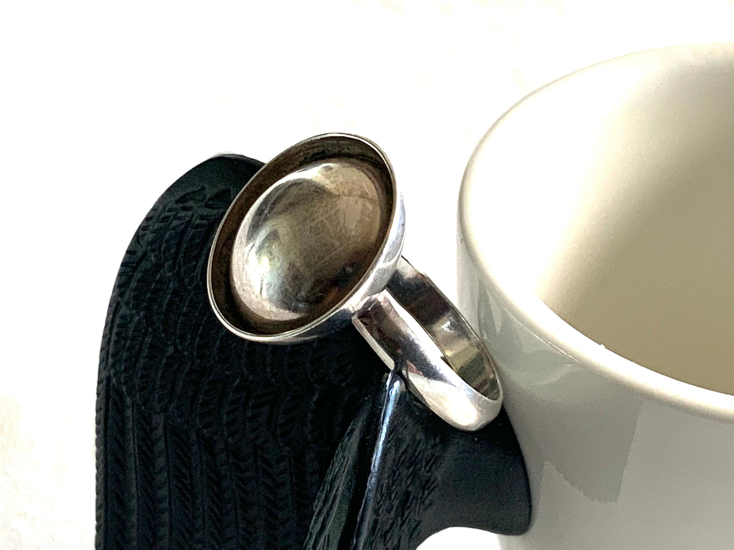 925 Sterling Silver Modernist Dome Ring POLAND