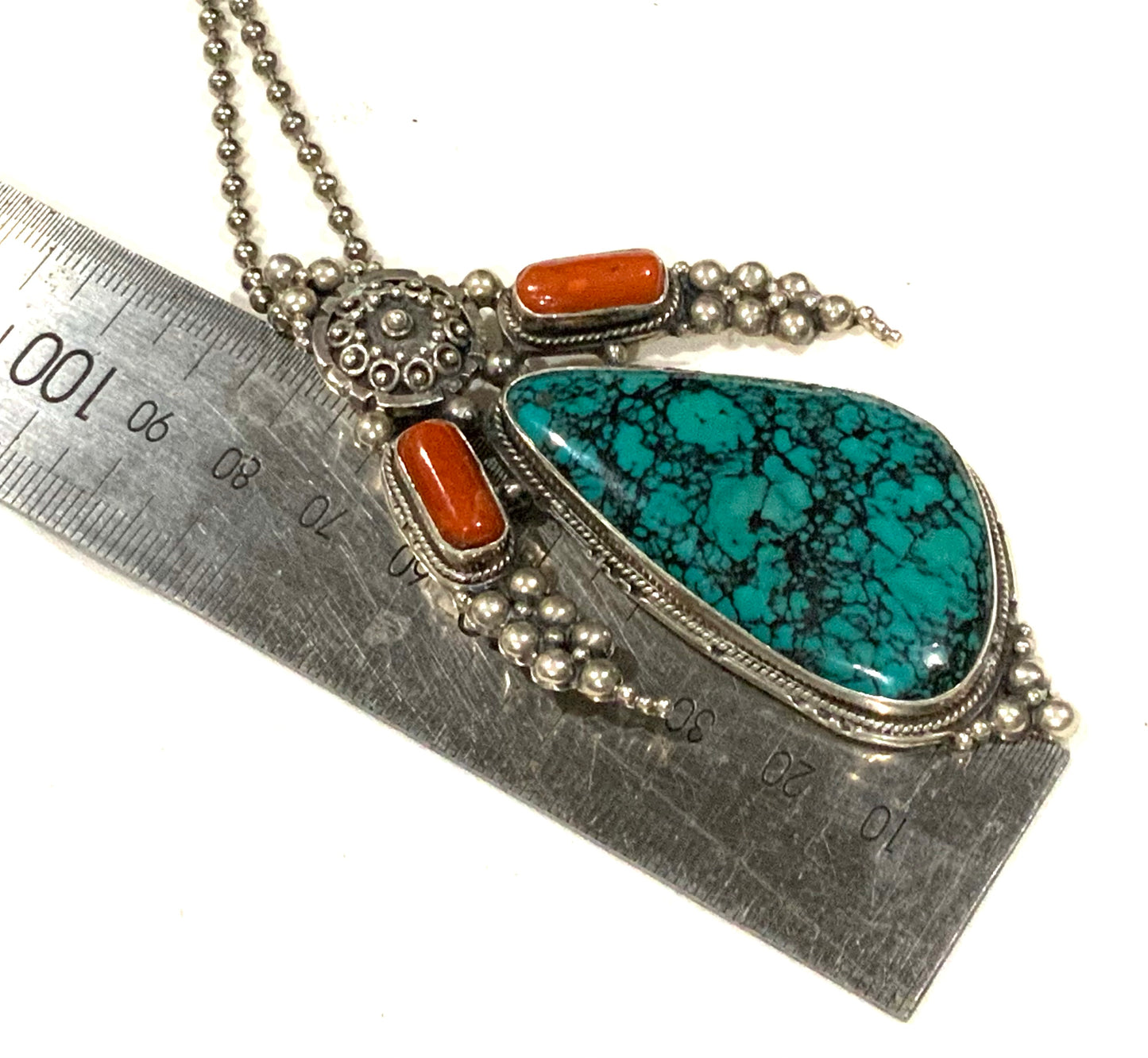 Native American Corn Maiden Turquoise & Sterling Silver Pendant Necklace
