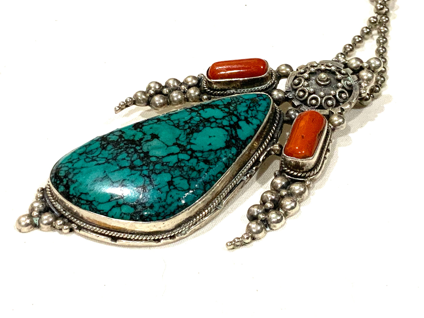 Native American Corn Maiden Turquoise & Sterling Silver Pendant Necklace