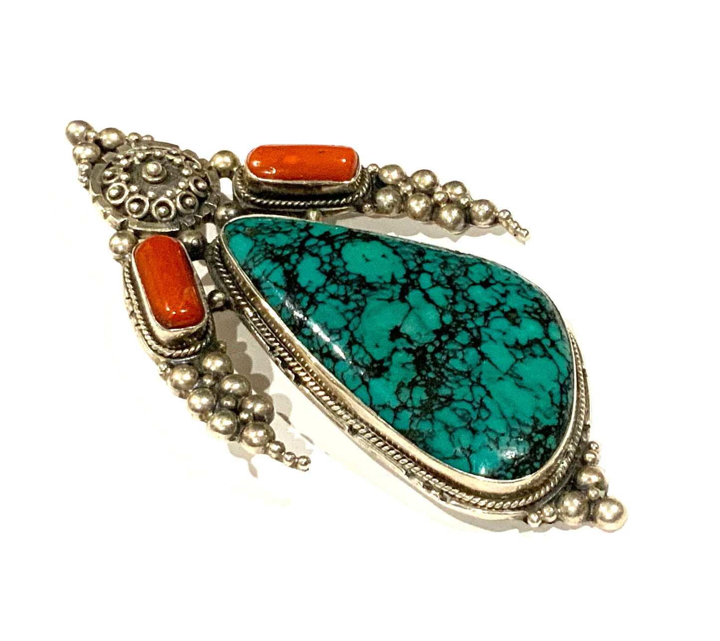 Native American Corn Maiden Turquoise & Sterling Silver Pendant Necklace