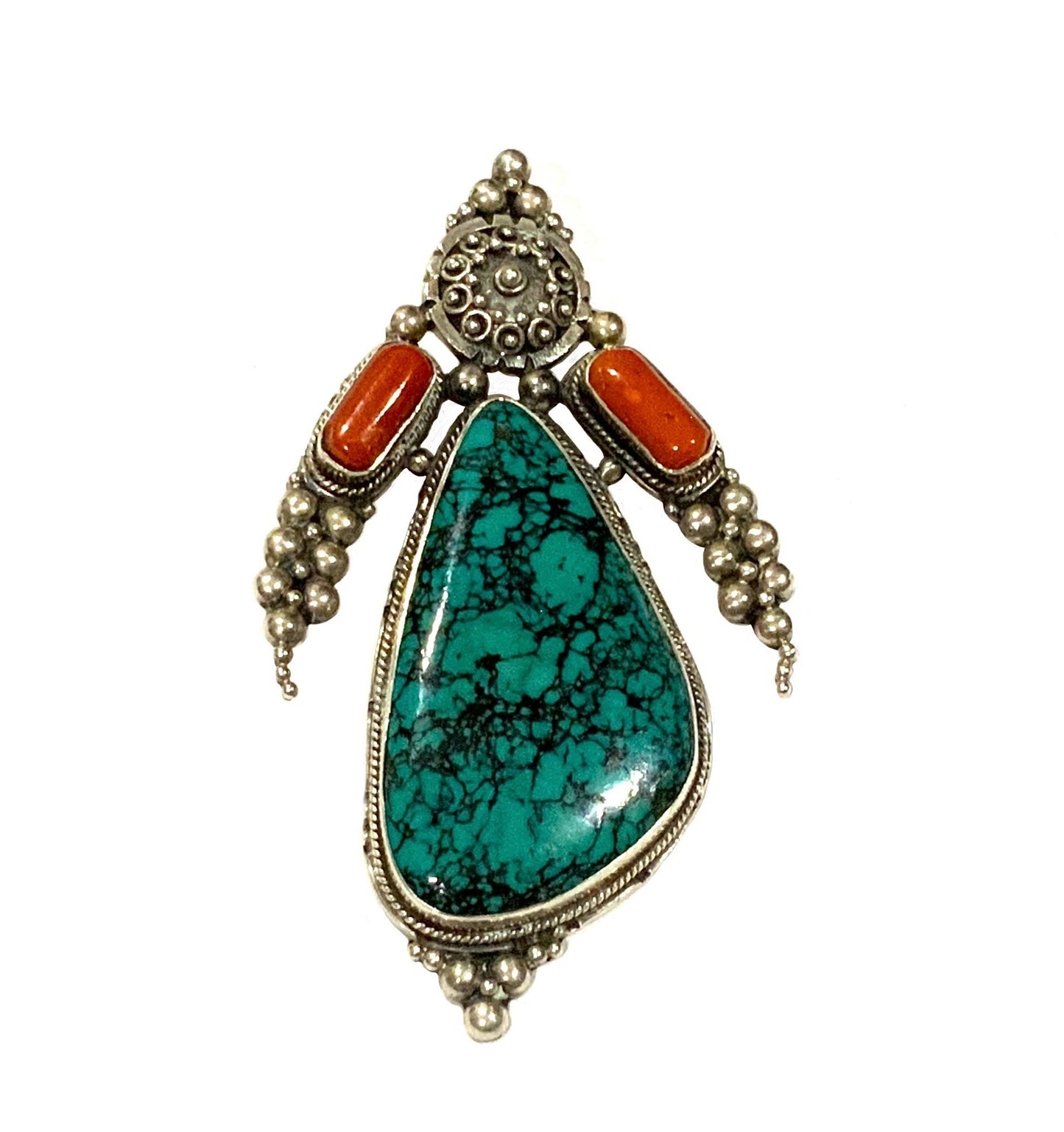 Native American Corn Maiden Turquoise & Sterling Silver Pendant Necklace