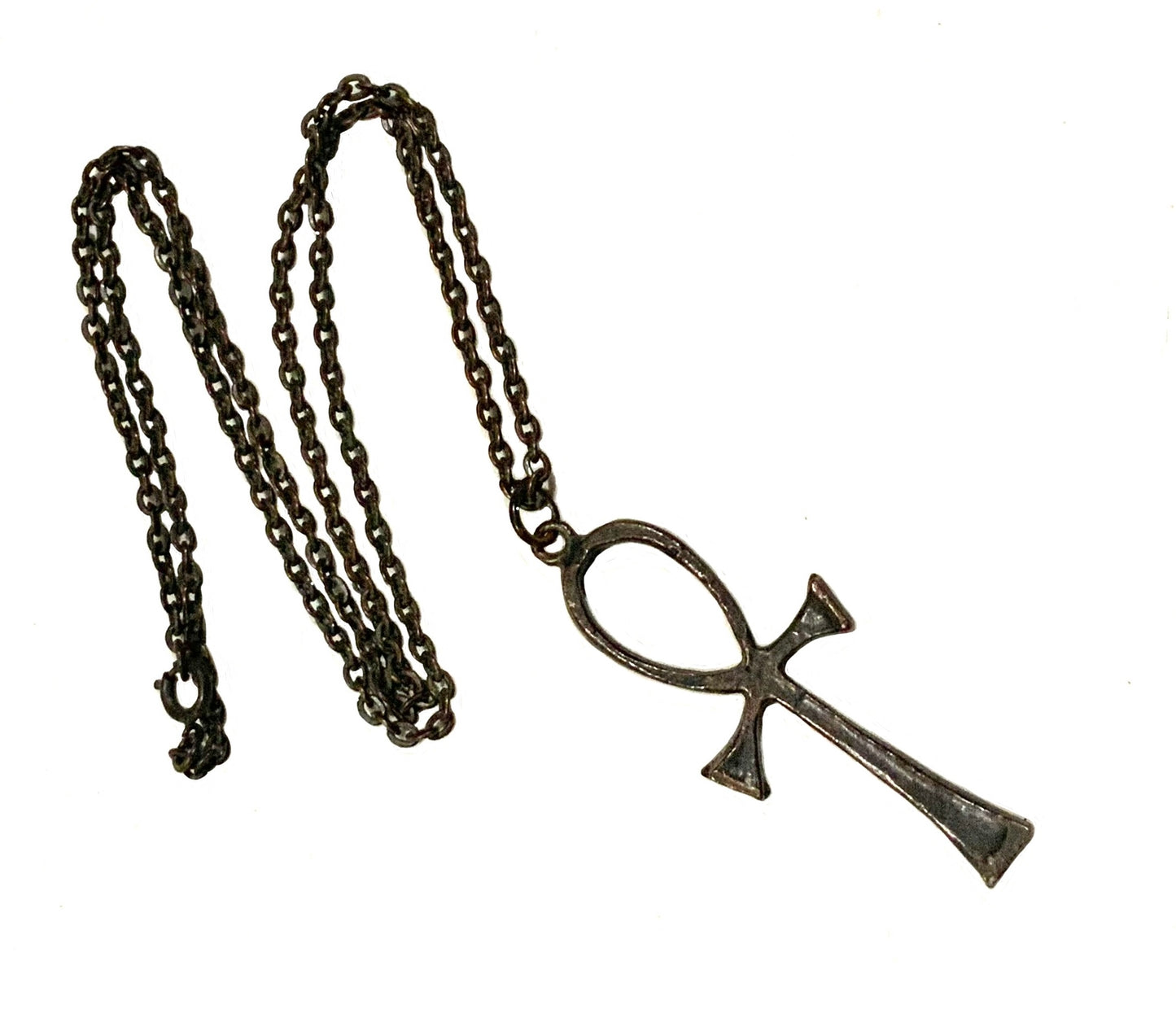 Brutalist Copper Ankh Pendant Necklace 60cm