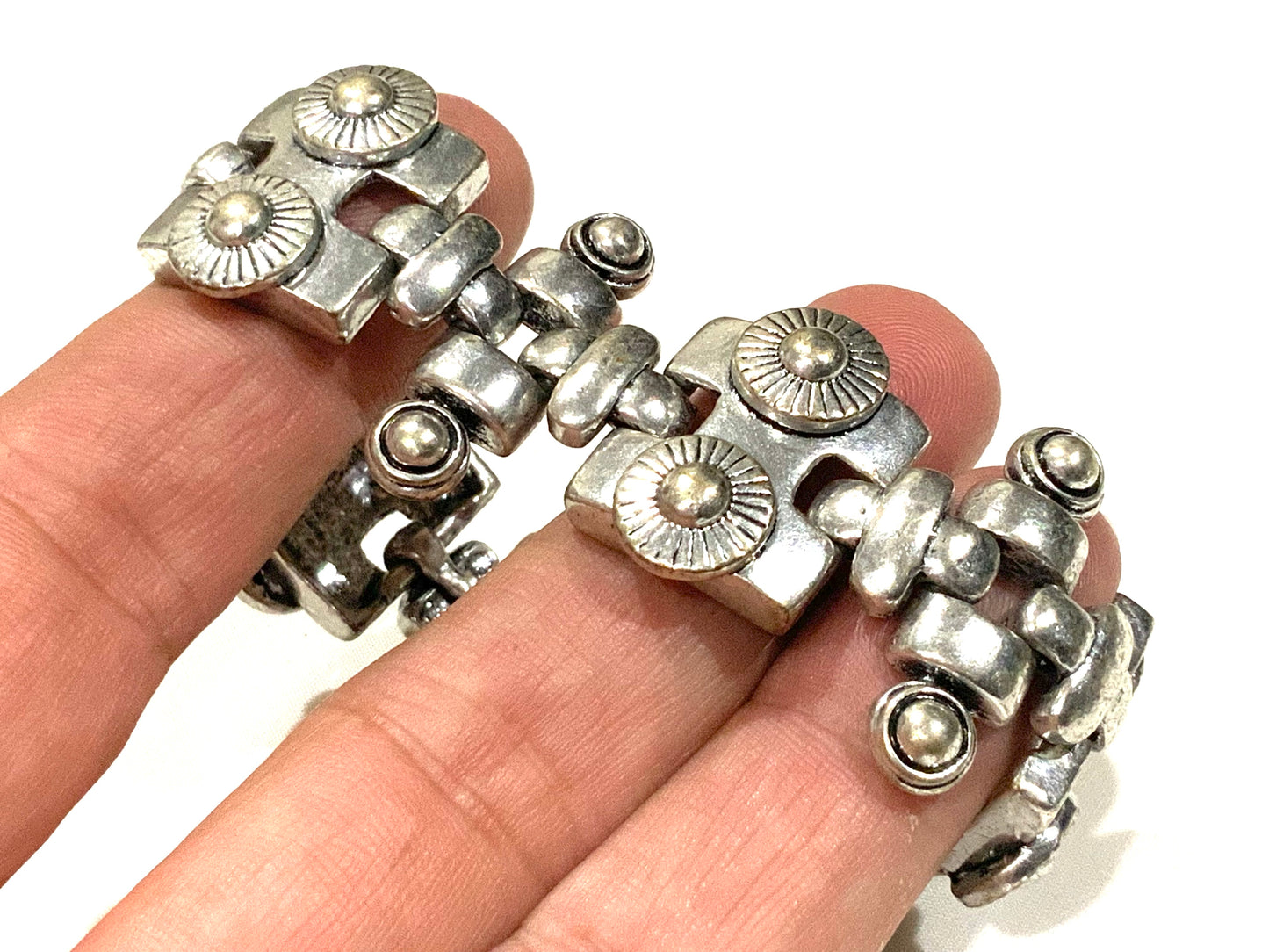 Modernist Heavy Silver Metal Bracelet 80gr 18cm