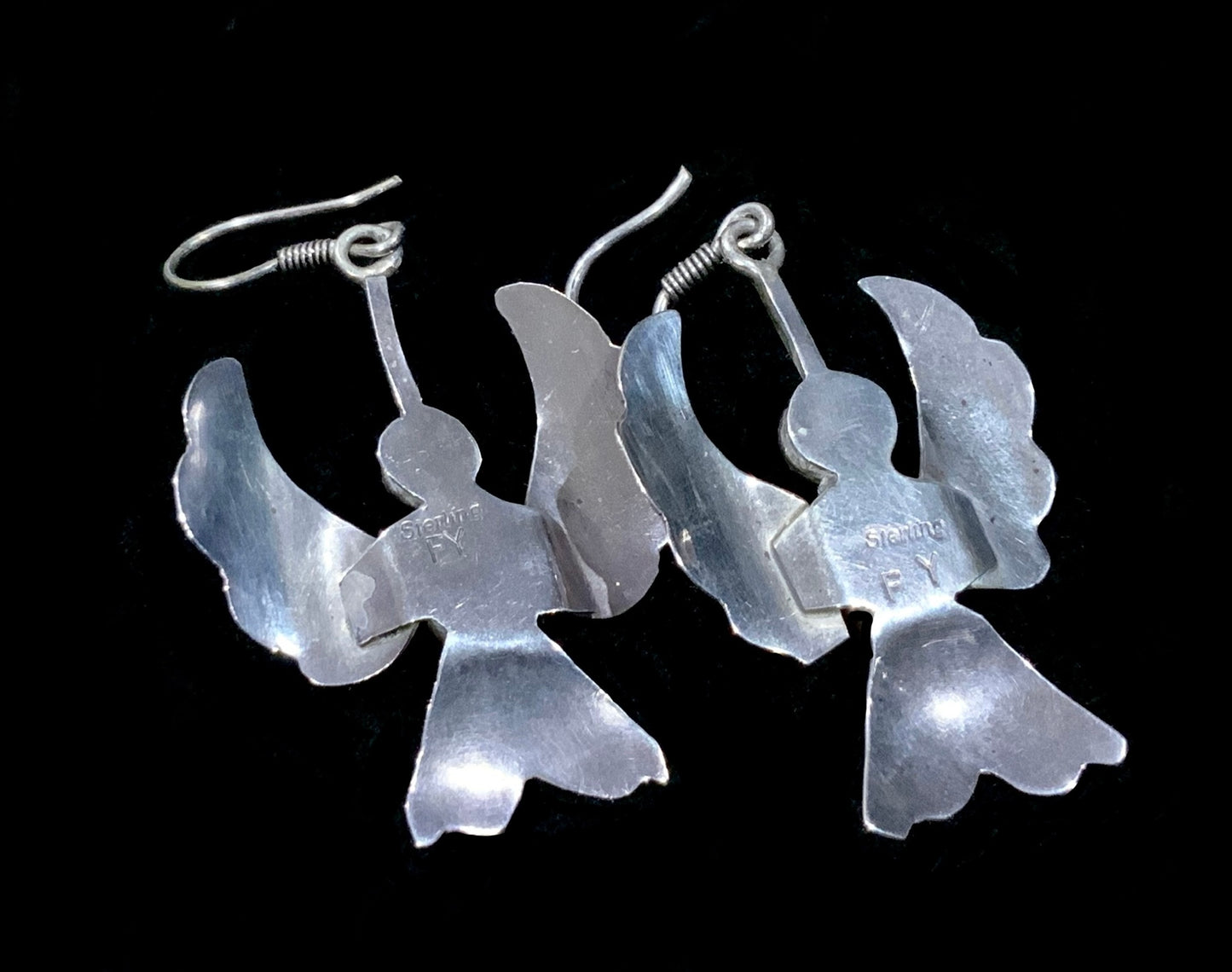 Fatoya Yazzie Navajo Sterling Silver & Turquoise Hummingbird Earrings 5.5cm