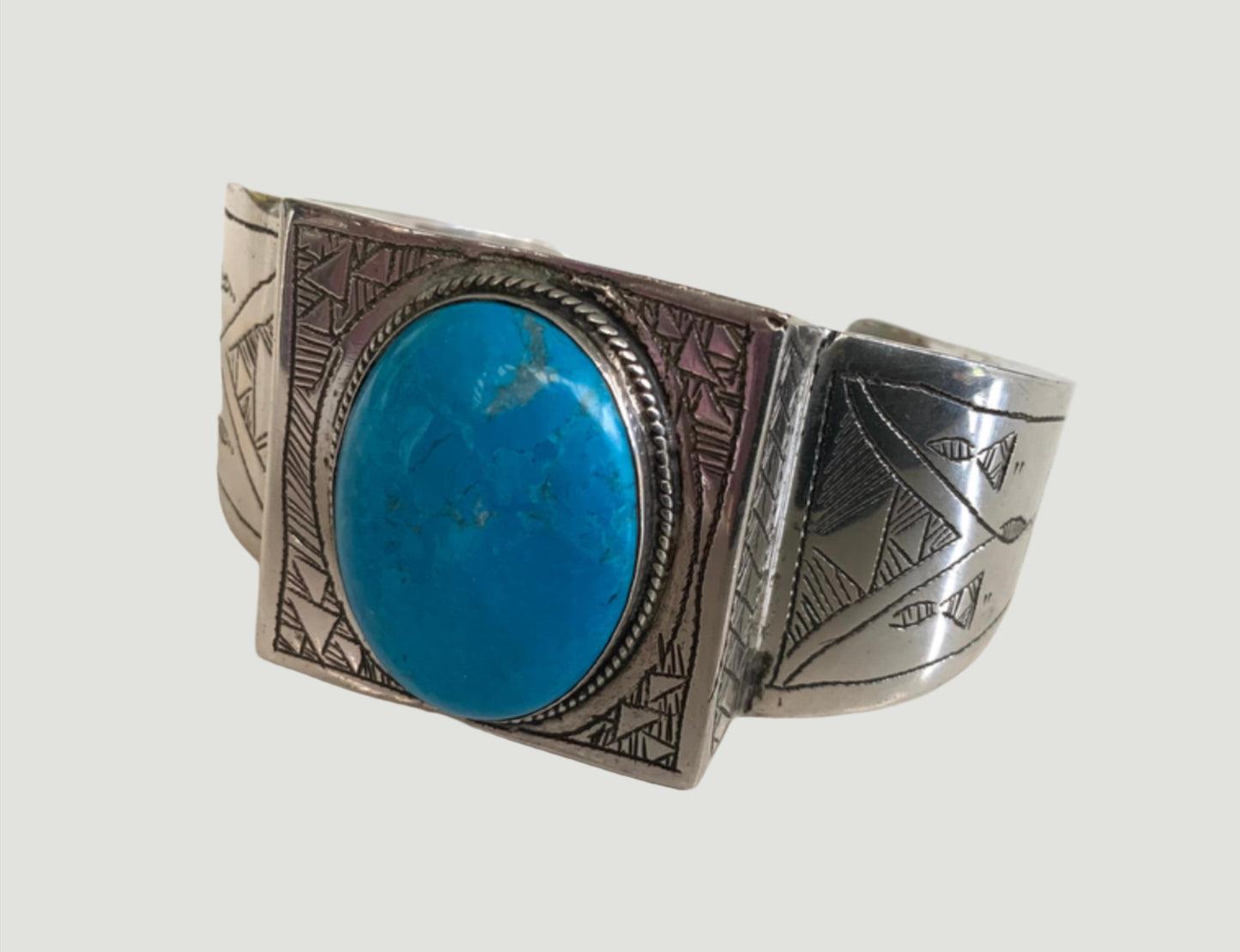 Tuareg Tribal Handmade Sterling Silver & Turquoise Cuff Bracelet