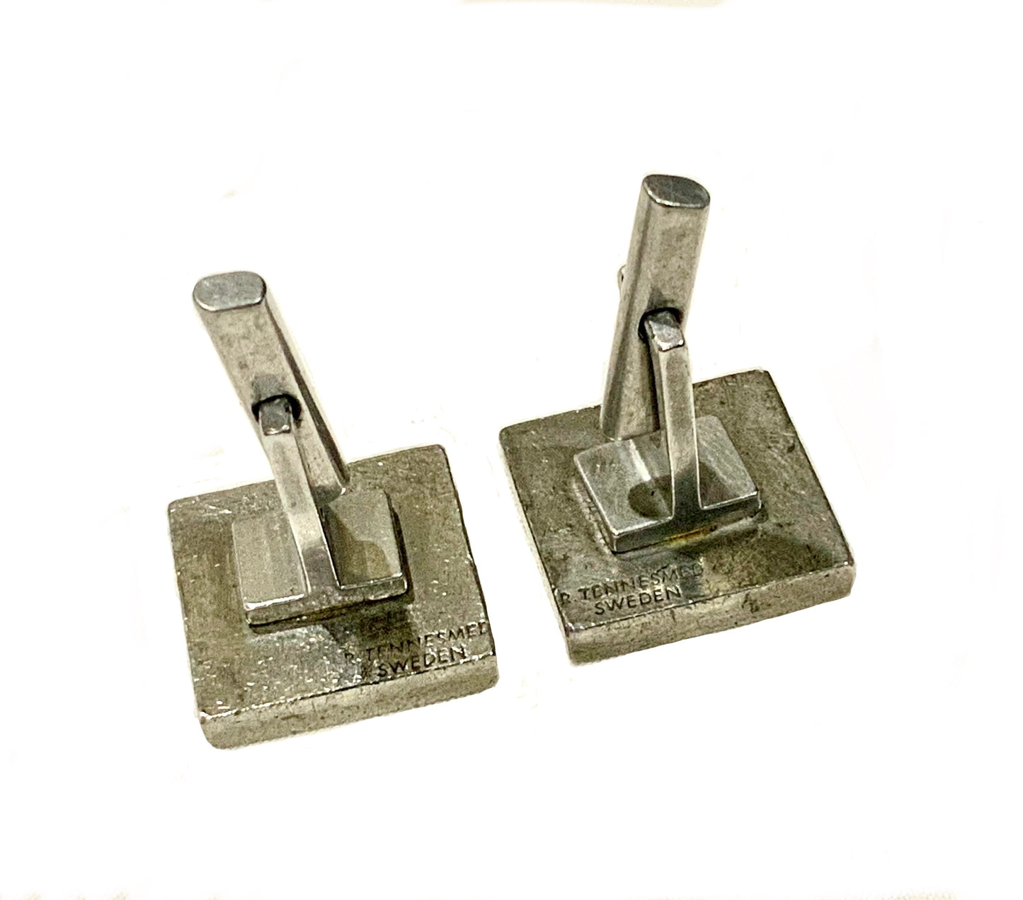 Rune Tennesmed Sweden Modernist Silver & Black Pewter Cufflinks
