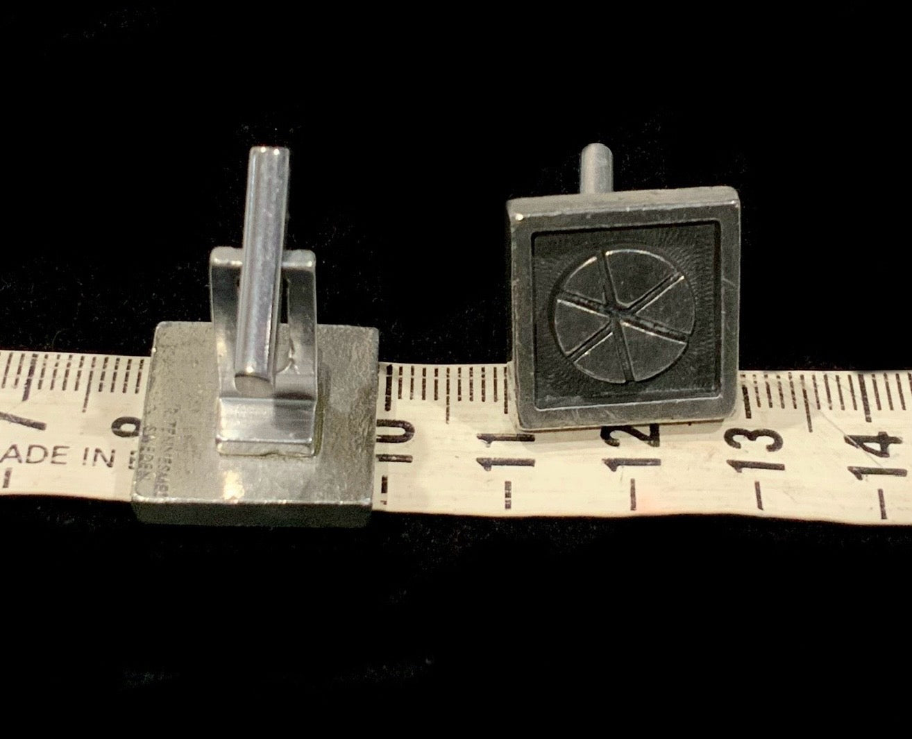 Rune Tennesmed Sweden Modernist Silver & Black Pewter Cufflinks