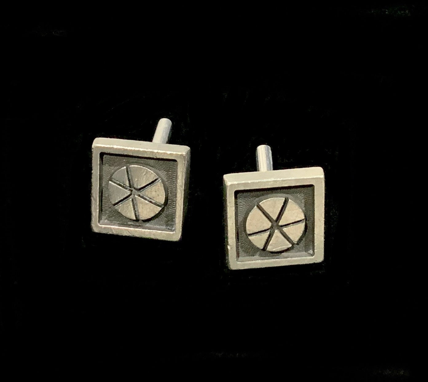 Rune Tennesmed Sweden Modernist Silver & Black Pewter Cufflinks