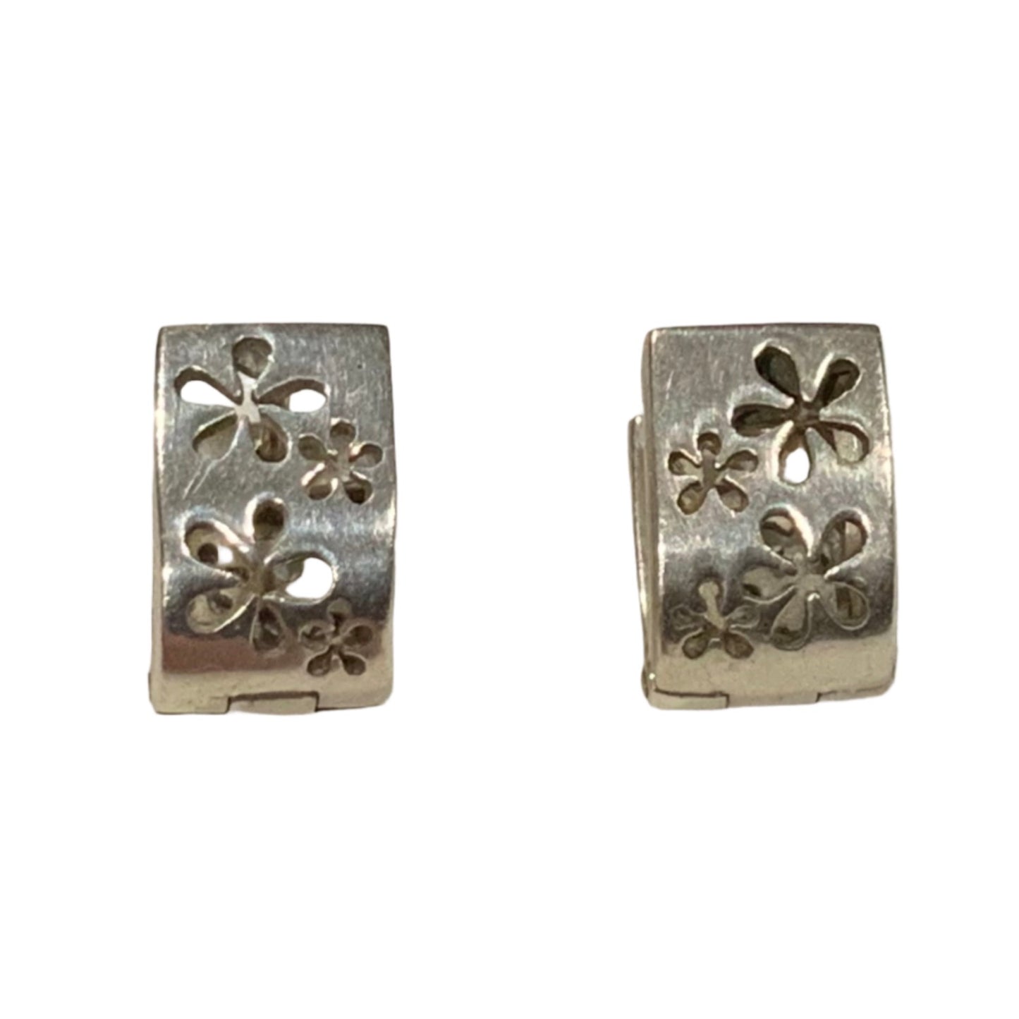 925 Sterling Silver Modernist Daisy Huggie Earrings