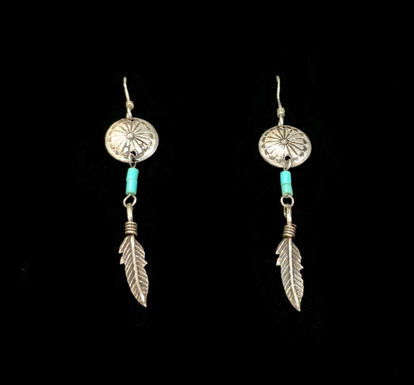 925 Sterling Silver & Turquoise Feather Dreamcatcher Earrings