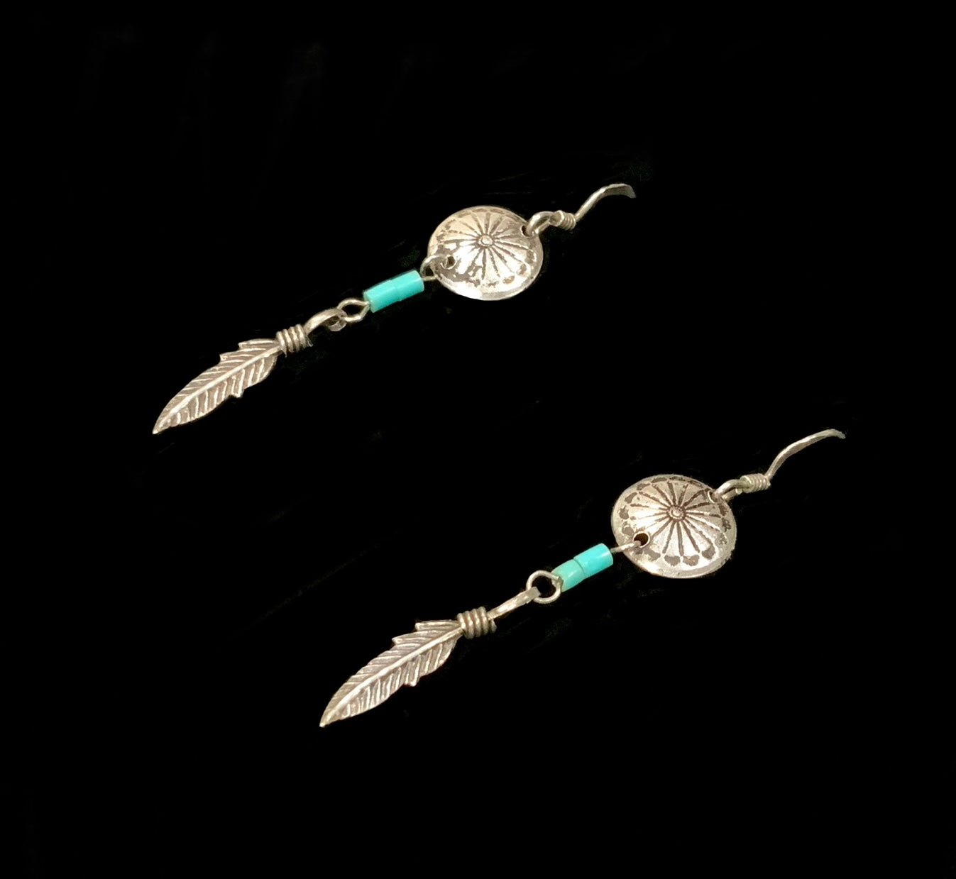 925 Sterling Silver & Turquoise Feather Dreamcatcher Earrings