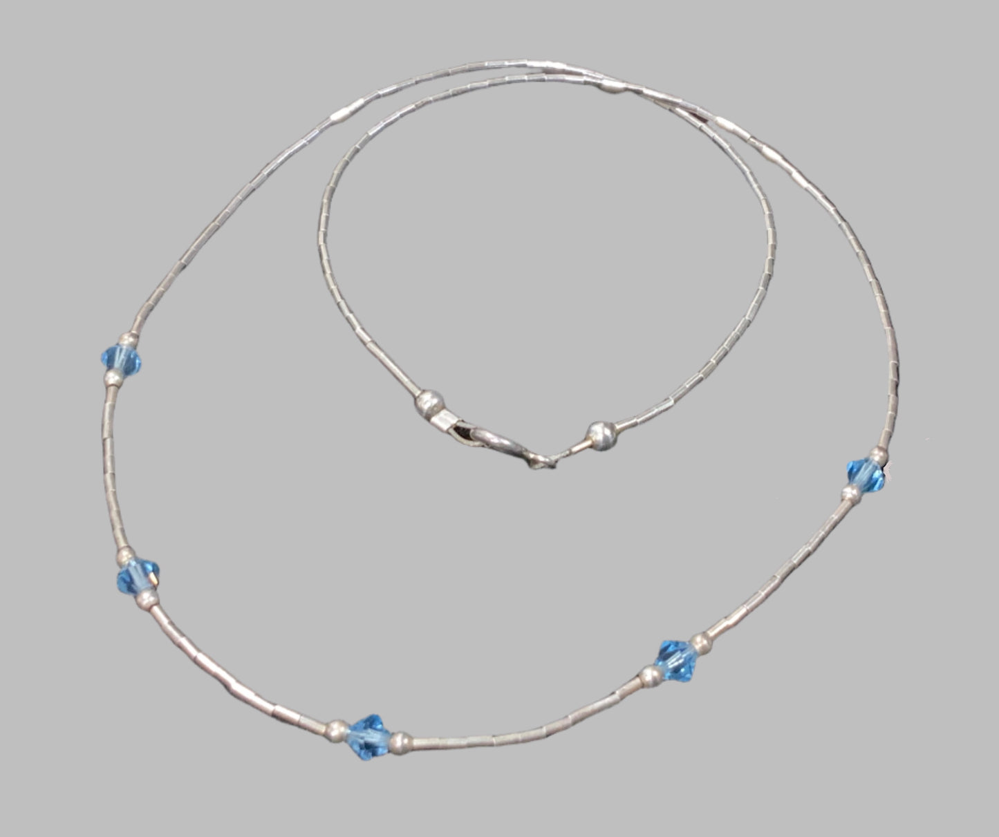 Liquid Silver Bead Necklace 925 Sterling Silver 42cm