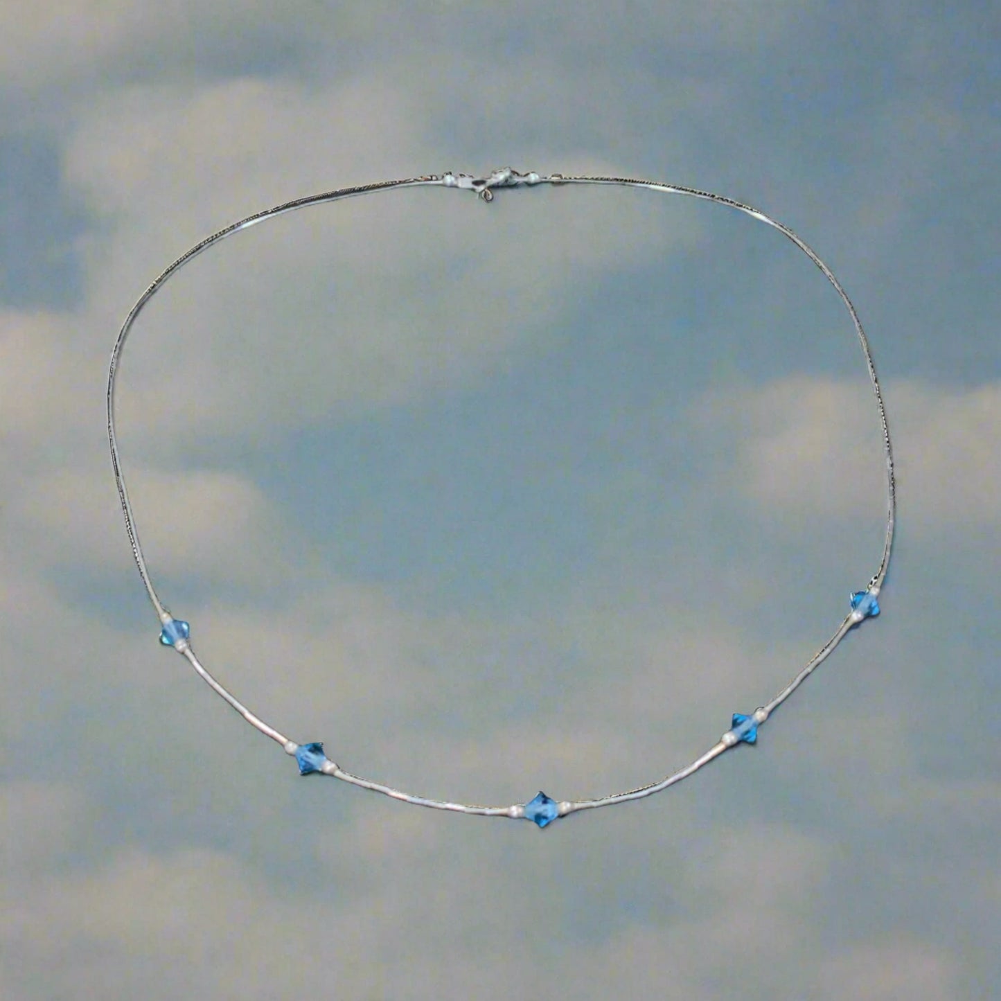 Liquid Silver Bead Necklace 925 Sterling Silver 42cm