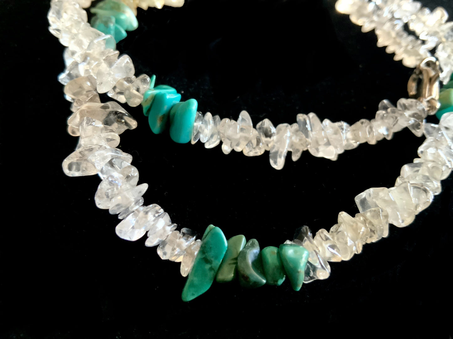 Rock Crystal & Turquoise Tumble Stone Bead Necklace