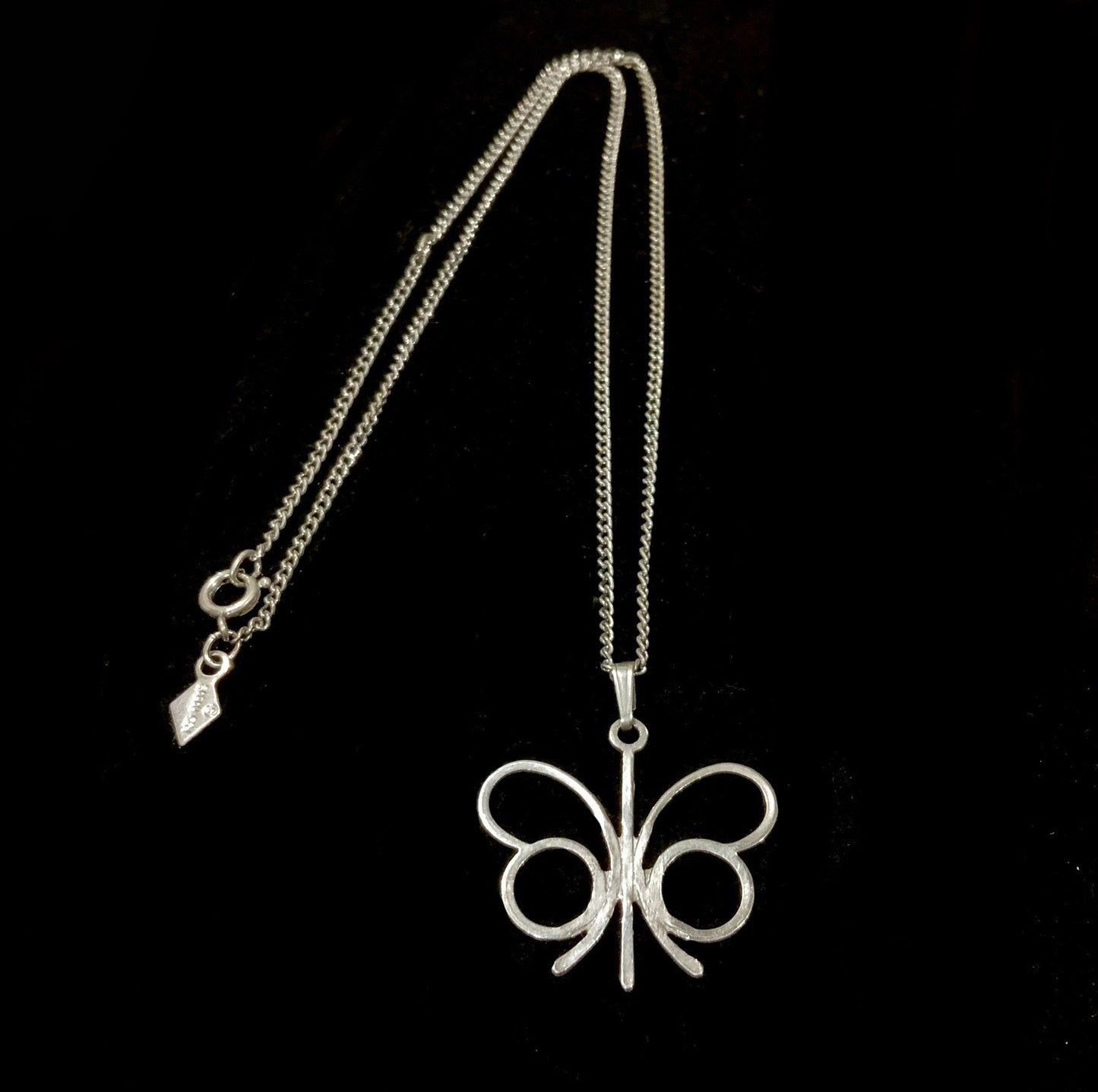 Sarah Coventry Modernist Silver Butterfly Necklace
